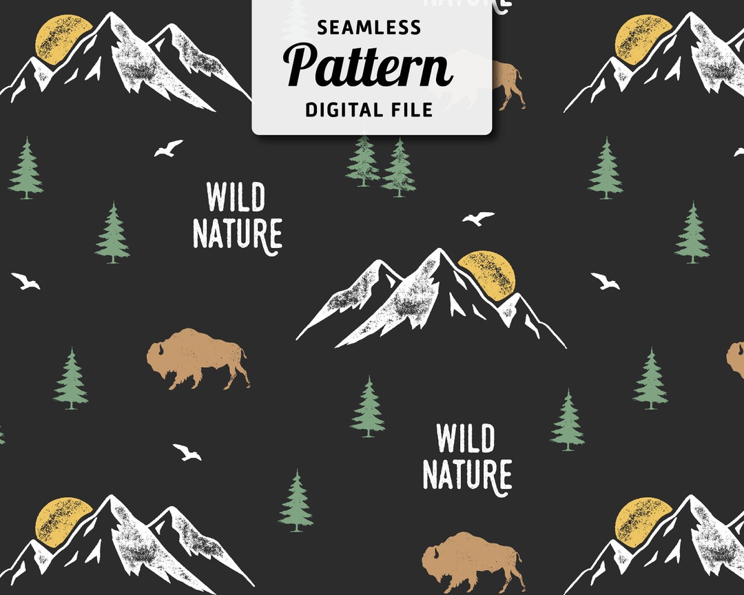 Mountain Adventure Seamless Pattern: Outdoor Digital File (JPEG) - Etsy