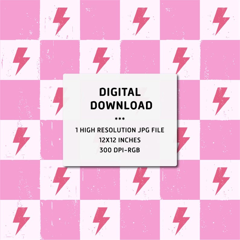 Pink Lightning Bolts Checkered Seamless Pattern (digital File) - Etsy