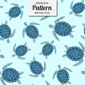 Sea Turtles Seamless Pattern | Turtles Seamless Repeat Design | Digital File