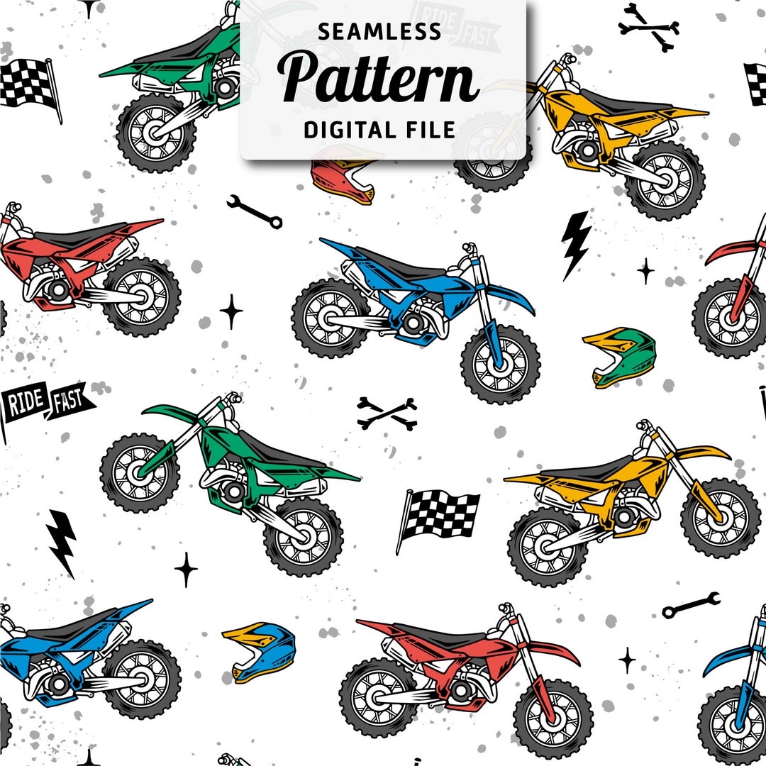 Motogp Patterns Motocross Seamless Pattern: Dirt Bike Fabric Print (digital Download ...