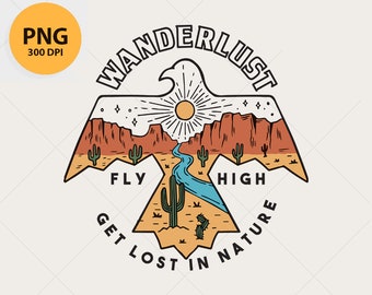Western Digital PNG, Wanderlust, Desert, Eagle PNG file for sublimation
