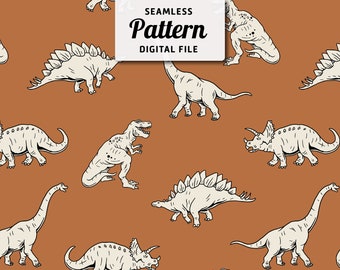 Modello senza cuciture di dinosauri disegnati a mano: design per bambini (file digitale)