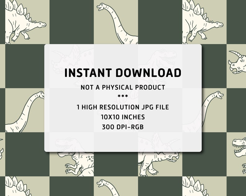 Checkered Dinosaur Seamless Pattern: Kids Cartoon Repeat Design ...