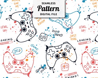 Gamepad Seamless Pattern: Gamer Fabric Sublimation (Digital Download)