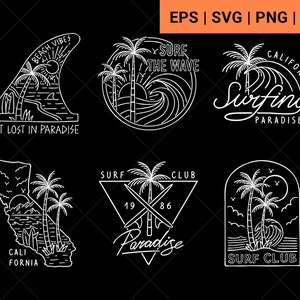 Surfing vector illustrations, Surfing SVG, EPS, PNG Bundle, Digital Download