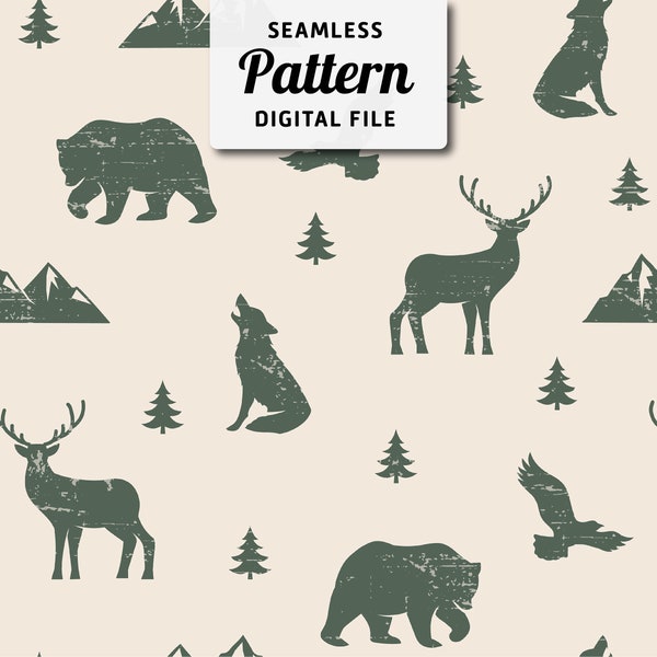 Forest Animals Seamless Pattern | Digital download seamless repeat pattern  | Outdoors Seamless File | Digital File