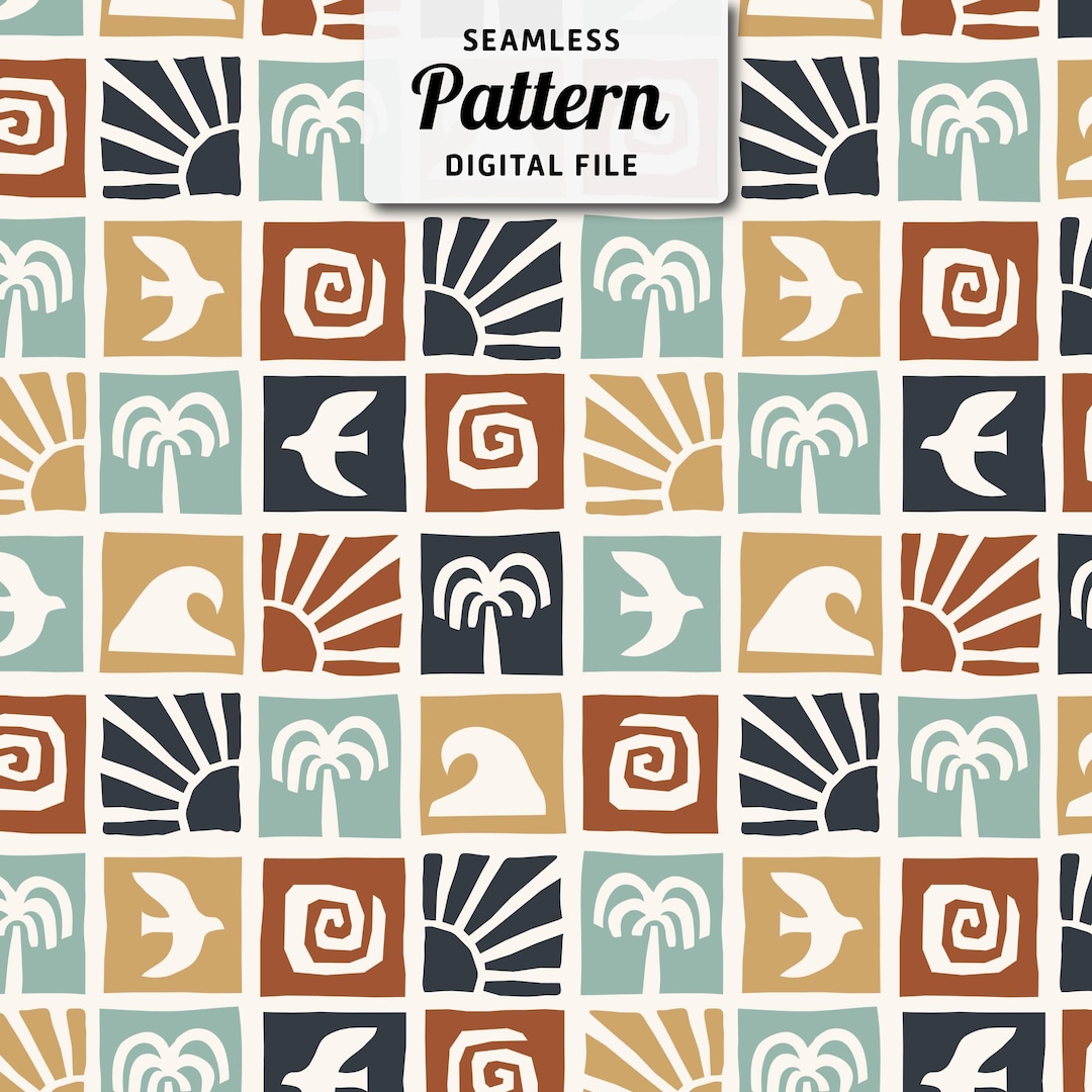 Simple Coastal Pattern Tropical Coastal Seamless Pattern File. - Etsy