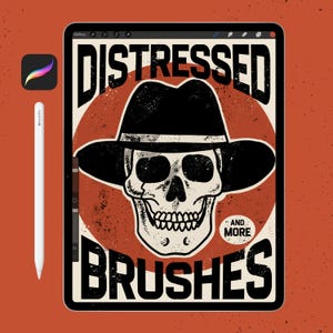 Distressed Brushes for Procreate. Procreate Inkers, Haltones, and Stipple Brushes. 30 Grunge Distressed Textures, Shaders for Procreate