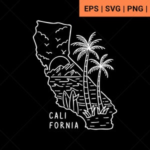Kalifornien Karte Vektor Illustration, SVG, EPS, PNG Dateien, digitaler Download