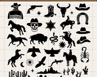 Western SVG Bundle: Cowboy, Horse, Rodeo Designs (Digital Download)