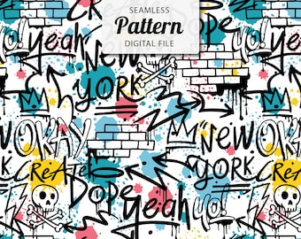 Graffiti Seamless Pattern: Sublimation Print Digital File