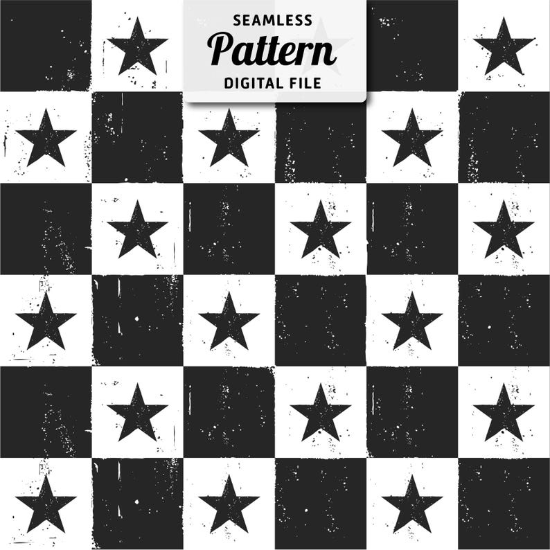 Star Checkered Seamless Pattern (digital File) - Etsy