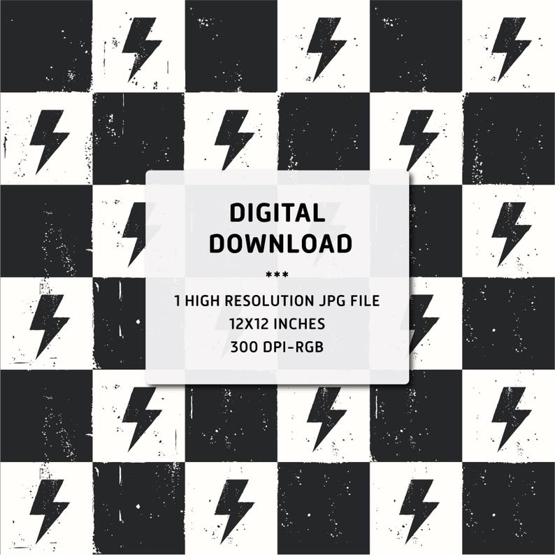 Lightning Bolts Checkered Seamless Pattern (digital File) - Etsy