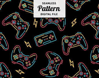 Gamer Seamless Pattern: Game Controller Fabric Sublimation (Digital Download)