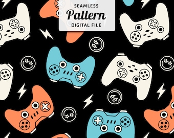 Gamepad Seamless Pattern: Gamer Fabric Sublimation (Digital Download)