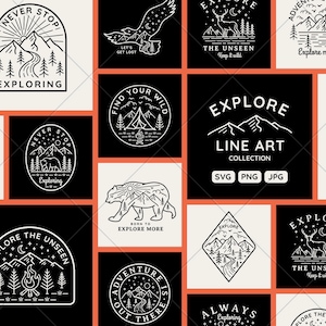 Outdoor Line Art  SVG, PNG and JPEG Designs. Digital Download