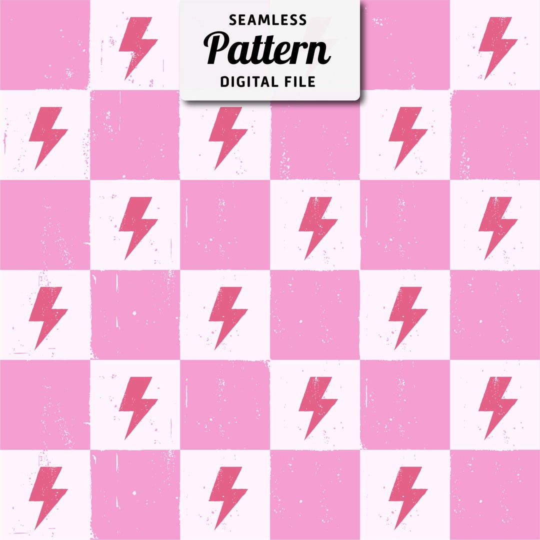 Pink Lightning Bolts Checkered Seamless Pattern (digital File) - Etsy