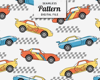 Sports cars seamless pattern | Car repeat pattern | digital download