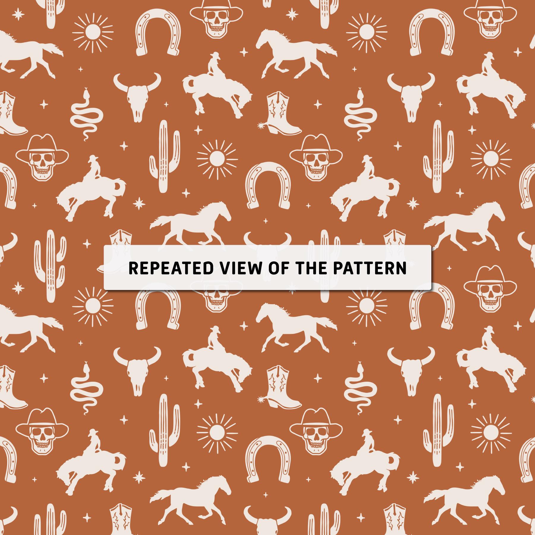 Red Western Repeat Pattern Western Cowboy Seamless Pattern: Boho Cactus Repeat Design (instant ...