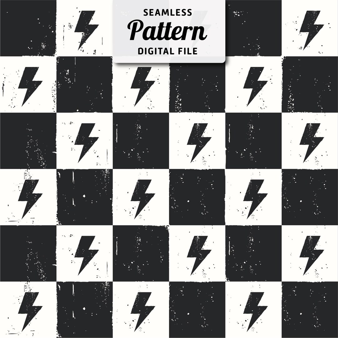 Lightning Bolts Checkered Seamless Pattern (digital File) - Etsy