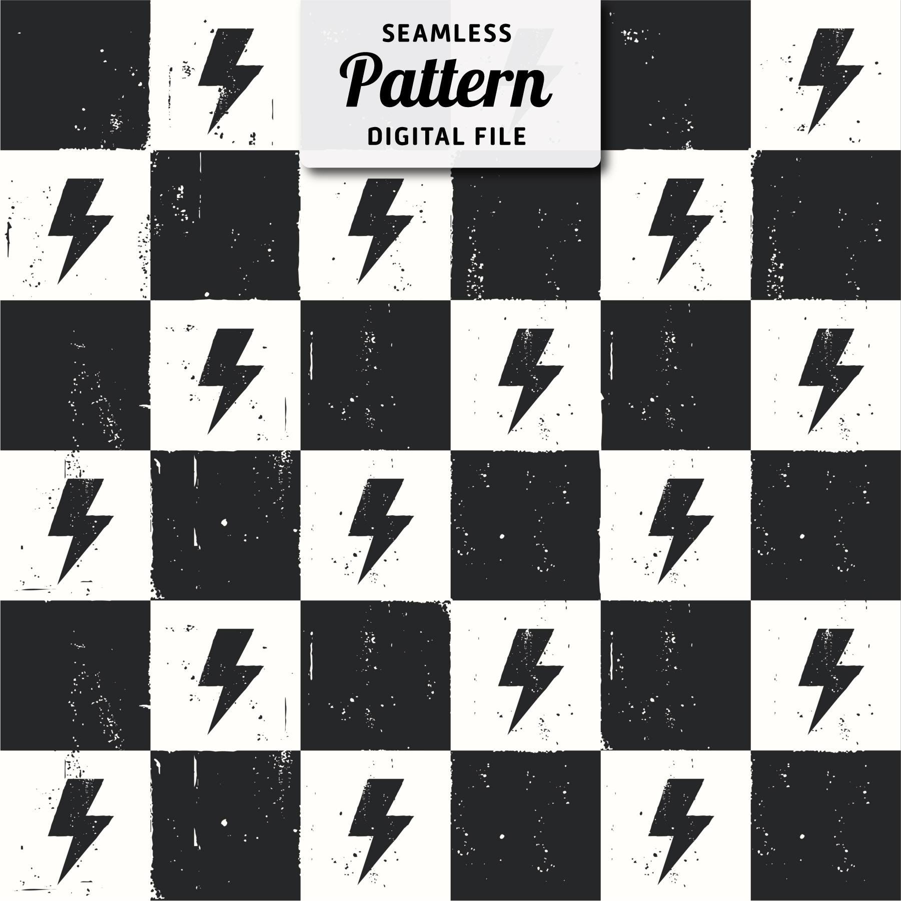 Lightning Bolts Checkered Seamless Pattern (digital File) - Etsy