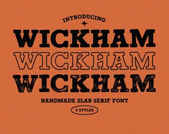 Wickham – Fuente Western Slab Serif con efecto desgastado / Tipografía vintage dibujada a mano