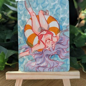Swimming - Handdrawn Original - TCG size // Gina Mie Art