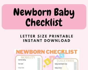 Checklist for baby essentials Newborn nursery checklist instant dowload   cheklist printable gift for her new mum present for new mum to be