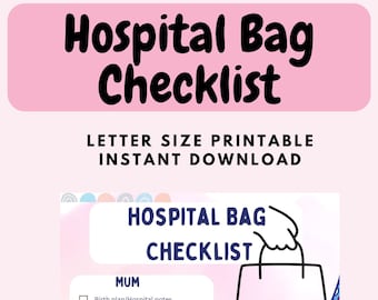 Hospital Bag Checklist for new mums Digital Dowloadable Mum to be Expecting Mums hat to take at the hospital