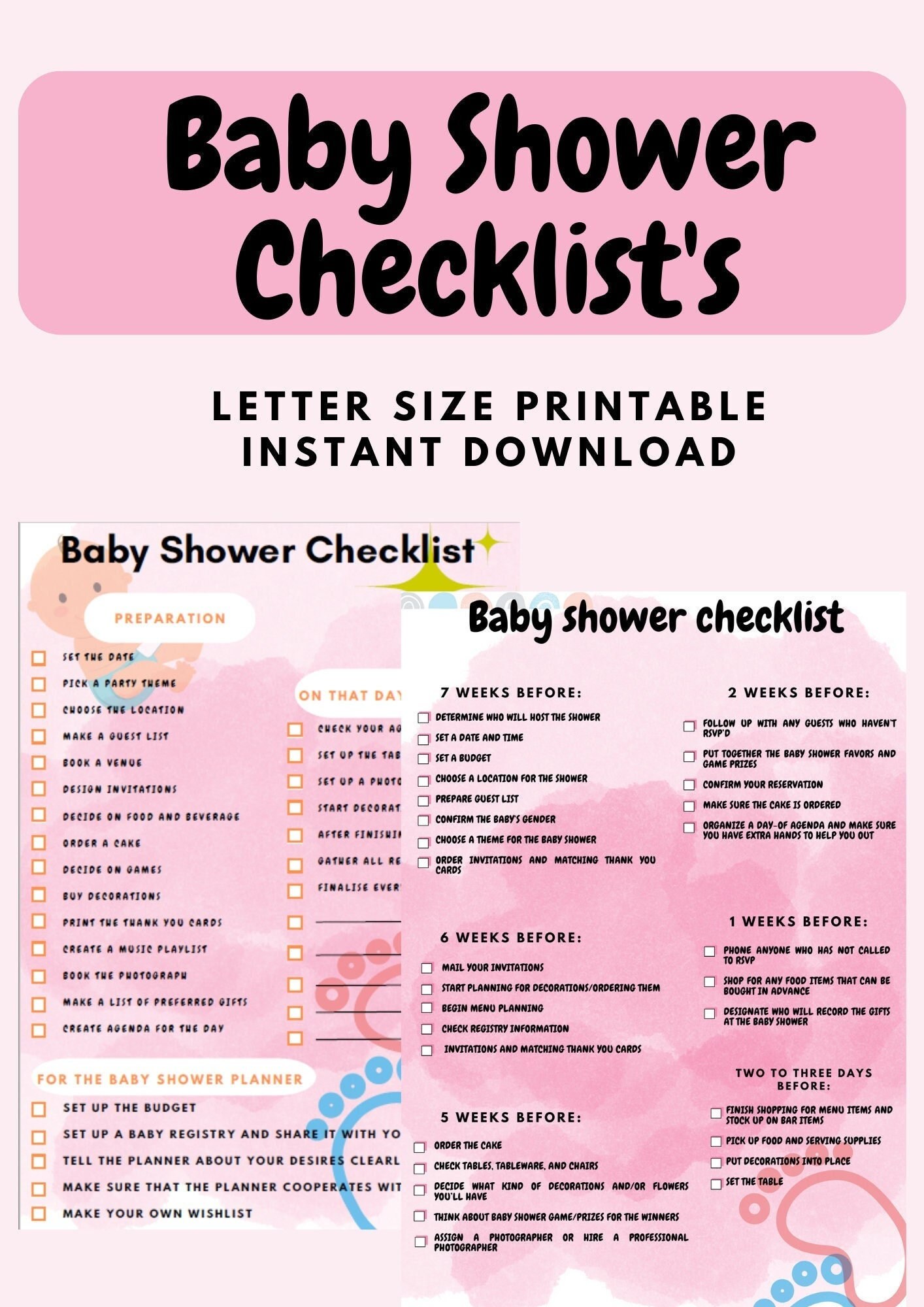Baby Shower Complete Guide Digital Baby Shower Checklist Etsy