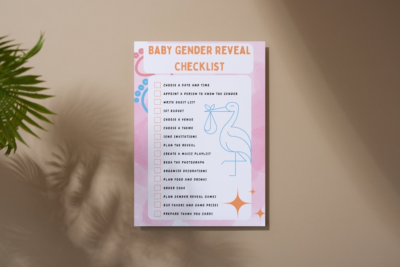 Gender Reveal Checklist Printable Digital Checklist - Etsy - Planning A Gender Reveal Party Checklist