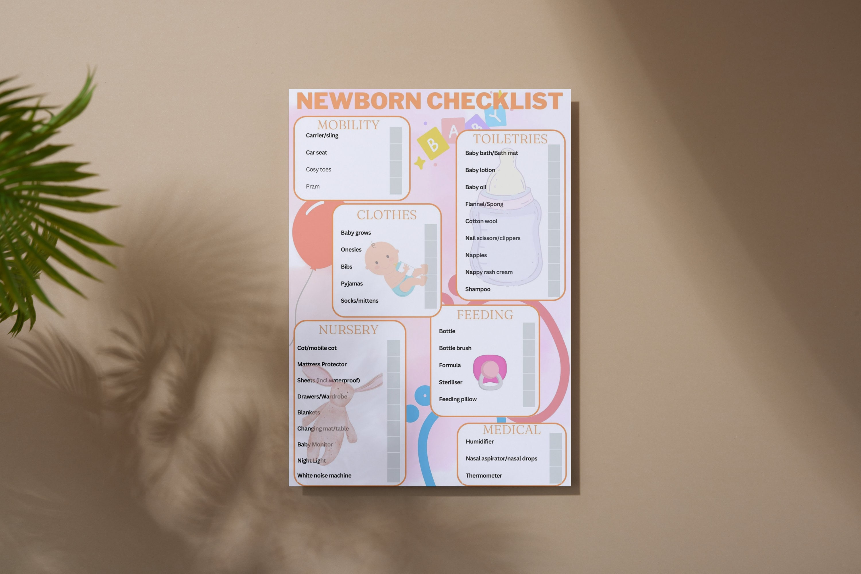 Checklist for Baby Essentials Newborn Nursery Checklist Instant Dowload ...