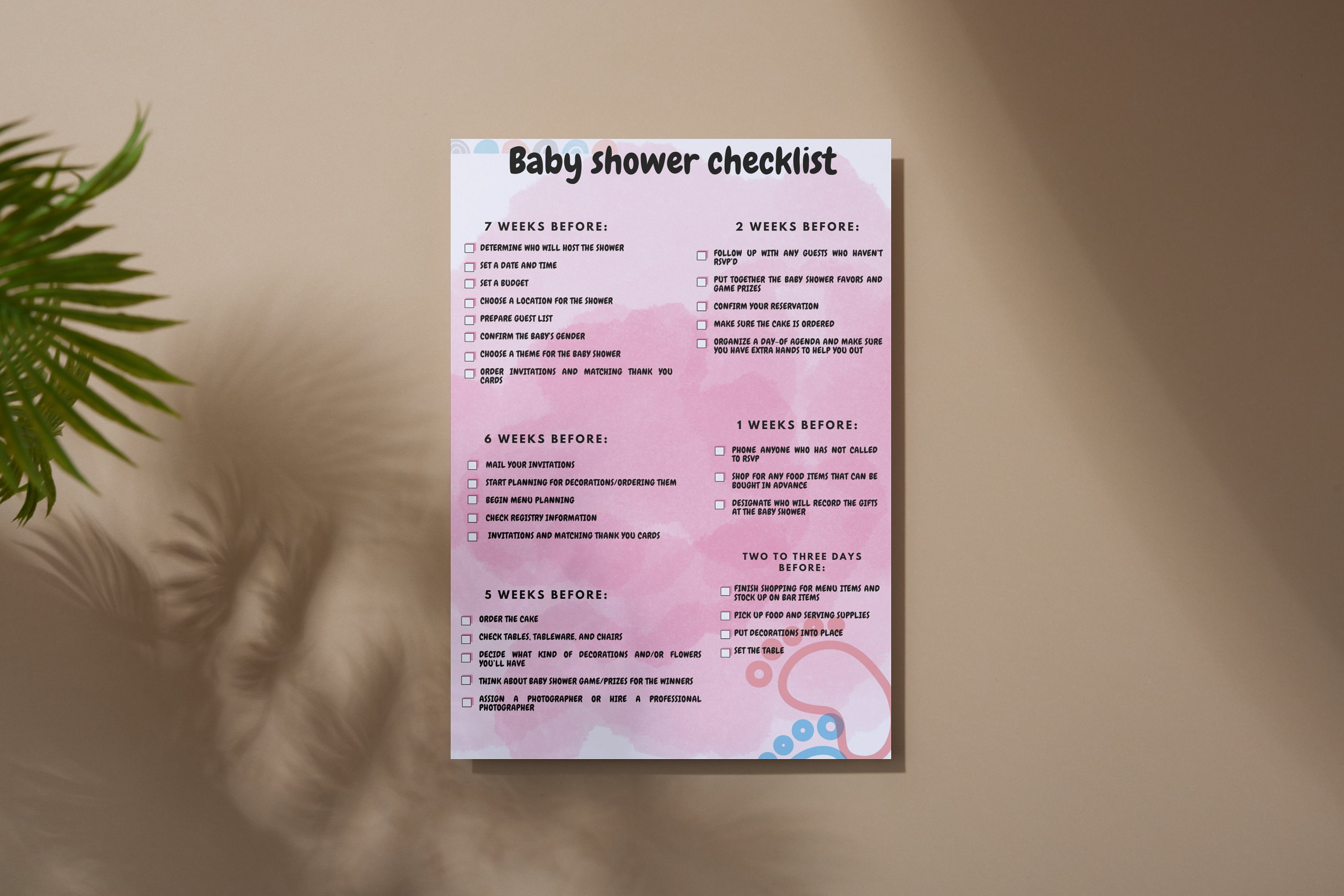 Lista de verificación de Baby Shower guía completa lista de verificación  digital lista de verificación de baby shower formato PDF imprimible  descarga instantánea - Etsy México, image size:3000x2001