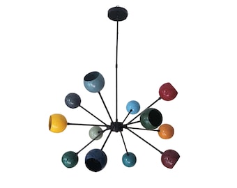 Handcrafted Multi-Color Sputnik Chandelier: Mid Century Modern Stilnovo Light