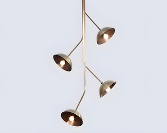 Modern Brass Multi Arm Ceiling Light: Rotating Pendant Fixture