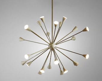 Large Sputnik Chandelier: Mid Century Modern Starburst Ceiling Light