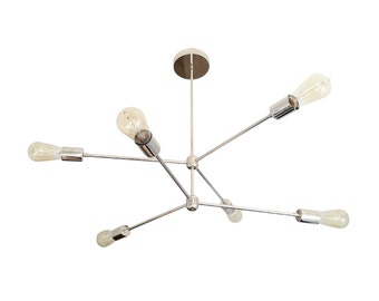 Contemporary Brilliance  Handmade Modern Brass Atomic Ceiling Pendant Lamp with 6 Light Chandelier Elegance