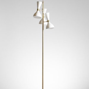 Mid-century Italian Style Brass Floor Lamp With Base and Cone-shaped ...