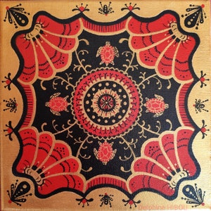 Toile peinte à la main avec des tortues, Peinture à l&#39;acrylique méditative, Décoration murale spirituelle et symbolique, Motif de mandala
