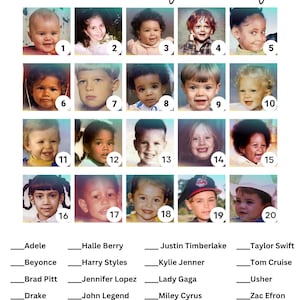 Guess The Baby Celebrity Game Printable, UK Baby Shower Games, Baby Picture Puzzles, Baby Shower Icebreakers, Instant Download Games,