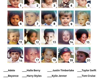 Guess The Baby Celebrity Game Printable, UK Baby Shower Games, Baby Picture Puzzles, Baby Shower Icebreakers, Instant Download Games,
