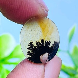 Scenic Agate!, Tree agate, Loose gemstone Cabochon Dendritic Agate Oval 14x12 mm for making jewelry. Dendritic Cabochon, Agate Cabochon.