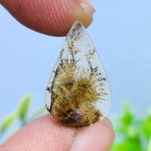 Scenic Agate!, Tree agate, Loose gemstone Cabochon Dendritic Agate Pear 19x11 mm for making jewelry. Dendritic Cabochon, Agate Cabochon.