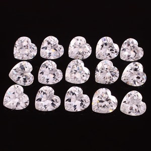 100 pcs White Heart-Shaped Cubic Zirconia Gem - Stunning CZ Crystal for Jewelry Making,high-quality cz Machine cut CZ Stones AAA++ (3mm-8mm)