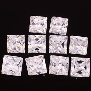 Premium Cubic Zirconia square loose gemstones| high-quality cz Machine cut White CZ Stones AAA+ (1mm-10mm)- Sparkling CZ for Jewelry Making