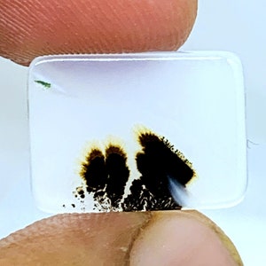 Dendritic agate,Dendritic Agate Cabochon: Scenic Rectangle Gemstone (16x11 mm)