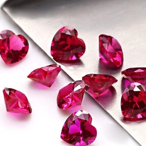 Sale!! 100pcs Ruby Pink Heart Cubic Zirconia loose Gem -Stunning CZ Crystal for Jewelry Making, high-quality cz Machine cut CZ Stones 3-8 mm