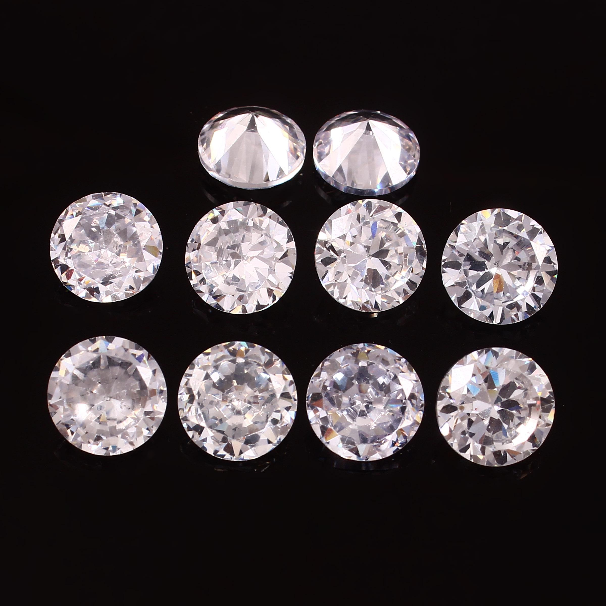White Cubic Zirconia Loose Gemstones - 7mm Round Star Cut AAAAAA Quality, 50 Pieces Lot - View #6
