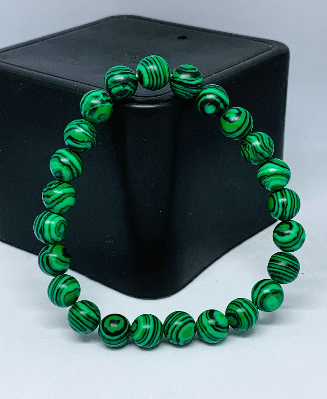 Braccialetto Elastico Donna Con Perline In Turchese E Malachite