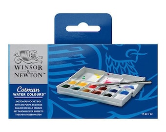 Winsor & Newton Cotman Watercolour, Sketchers Pocket Box Set, 12 Half Pan Watercolour Set